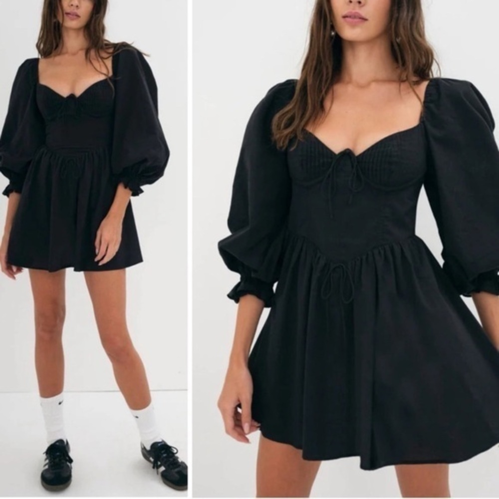 For Love & Lemons Ruth Mini Dress in Black